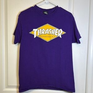 Thrasher Magazine Diamond Logo Short Sleeve Shirt Purple Size Small EUC #2570